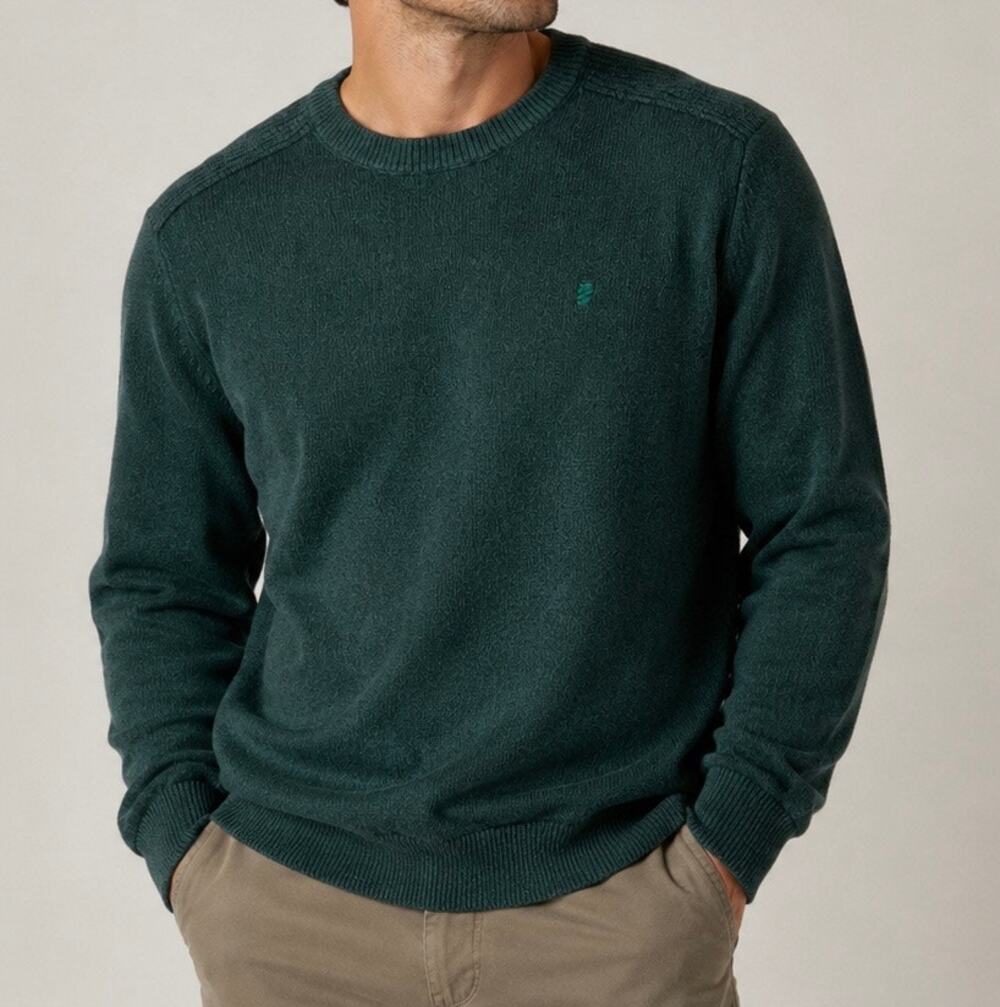 IZOD Forest Green Ribbed Crewneck Sweater Men's XL